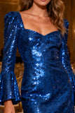 Sparkly Royal Blue Sequin Bodycon Short Corset Cocktail Dress