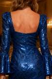 Sparkly Royal Blue Sequin Bodycon Short Corset Cocktail Dress