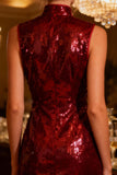 Sparkly Burgundy Bodycon Sequin Short Cocktail Dress
