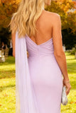 Light Purple One Shoulder Mermaid Long Wedding Guest Dress