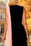 Black Mermaid Bateau Neck Long Wedding Guest Dress with Slit