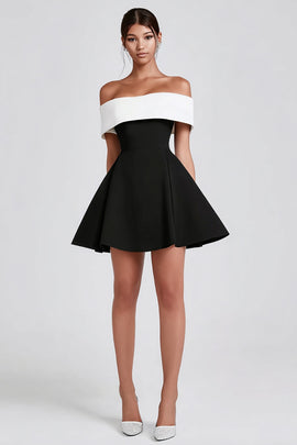 Black and White A-Line Short Cocktail Dress