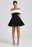 Black and White A-Line Short Cocktail Dress