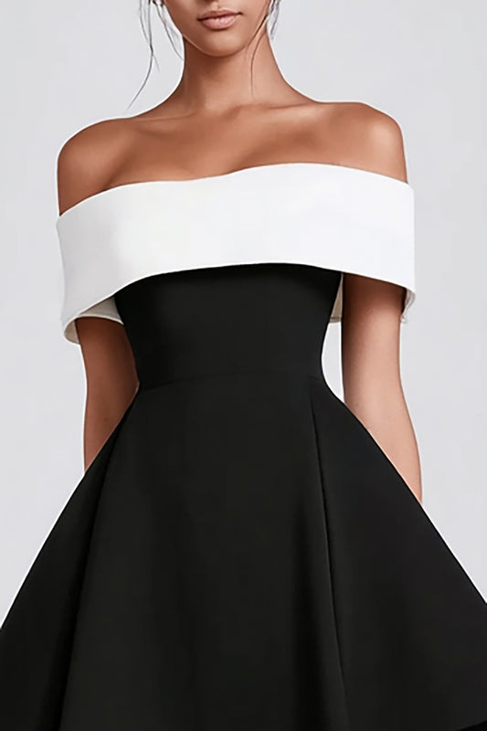 Black and White A-Line Short Cocktail Dress