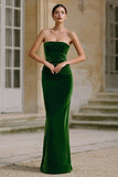 Dark Green Velvet Mermaid Long Holiday Party Dress