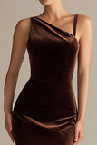 Dark Brown Velvet Mermaid Long Holiday Party Dress
