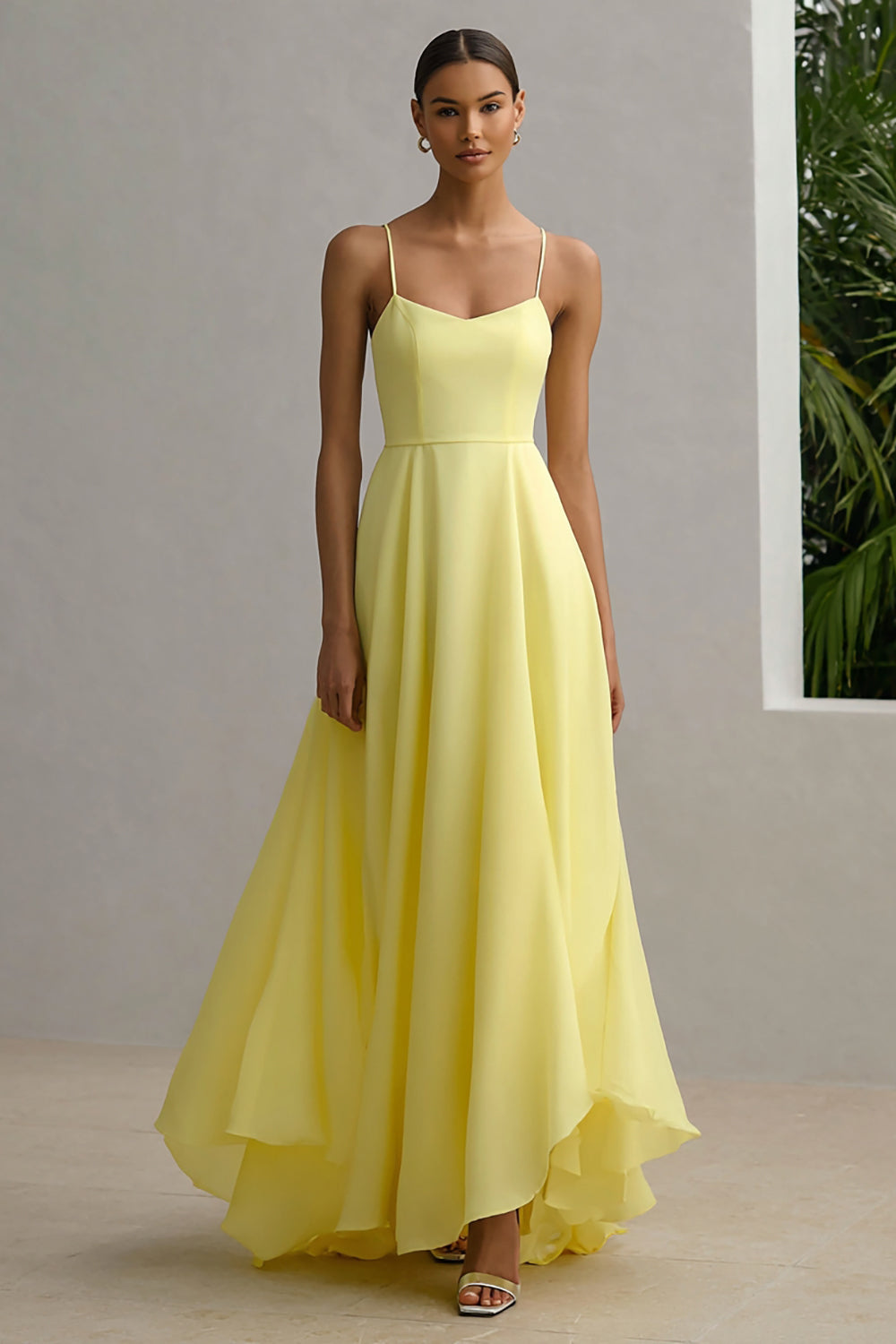 Daffodil A-Line Spaghetti Straps Long Wedding Guest Dress