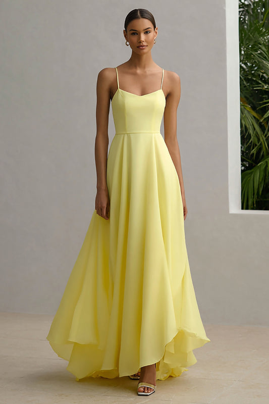 Daffodil A-Line Spaghetti Straps Long Wedding Guest Dress
