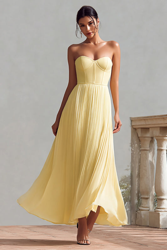 Daffodil Sweetheart A-Line Corset Long Wedding Guest Dress