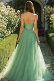 Light Green Princess Sweetheart Long Corset Prom Dress