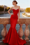 Sparkly Red Mermaid Sweetheart Long Prom Dress with Beading