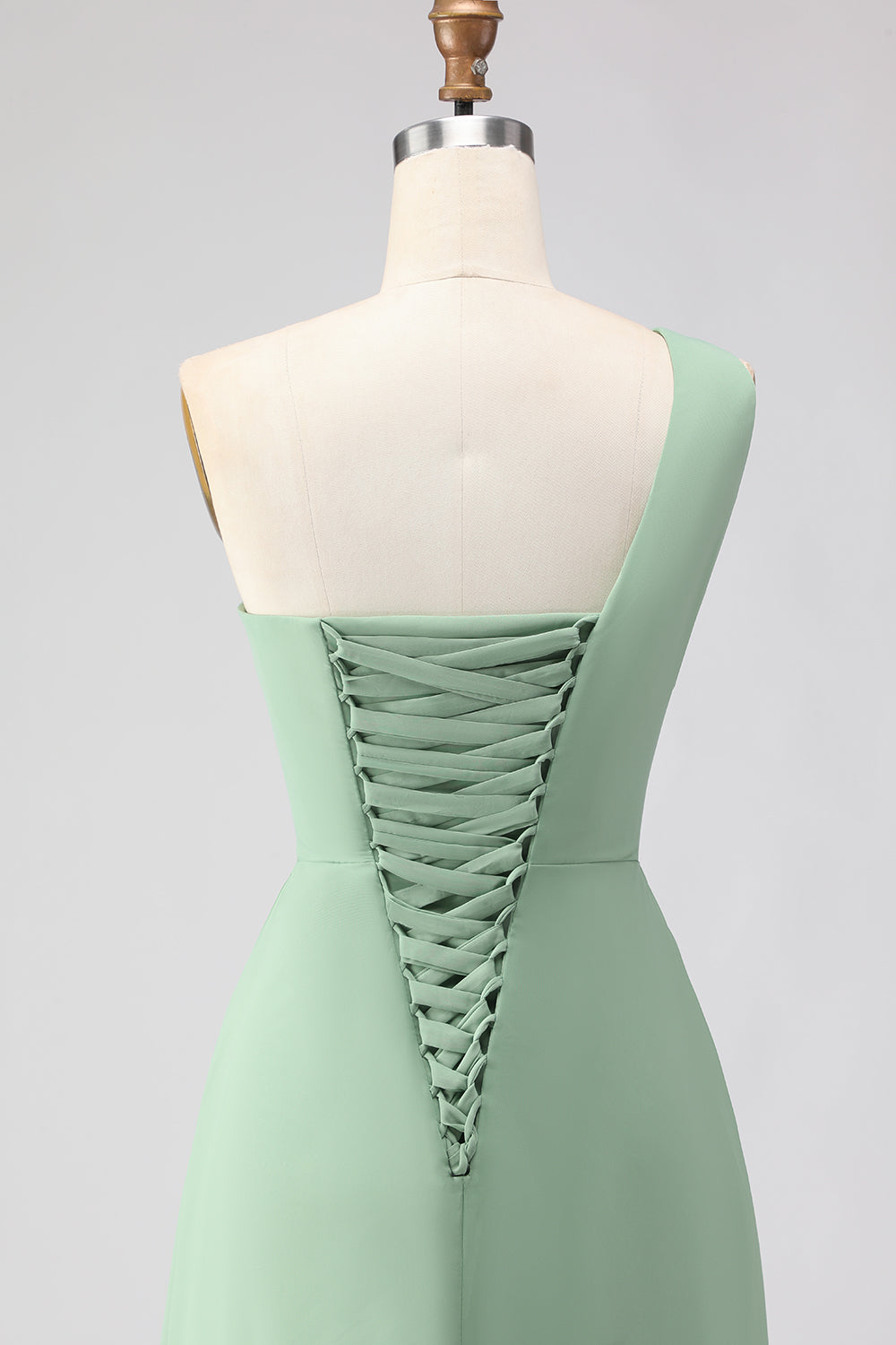 Navy One Shoulder A Line Ruched Long Bridesmaid Dress with Slit