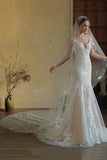 Ivory Tulle Long Wedding Veil with Butterflies