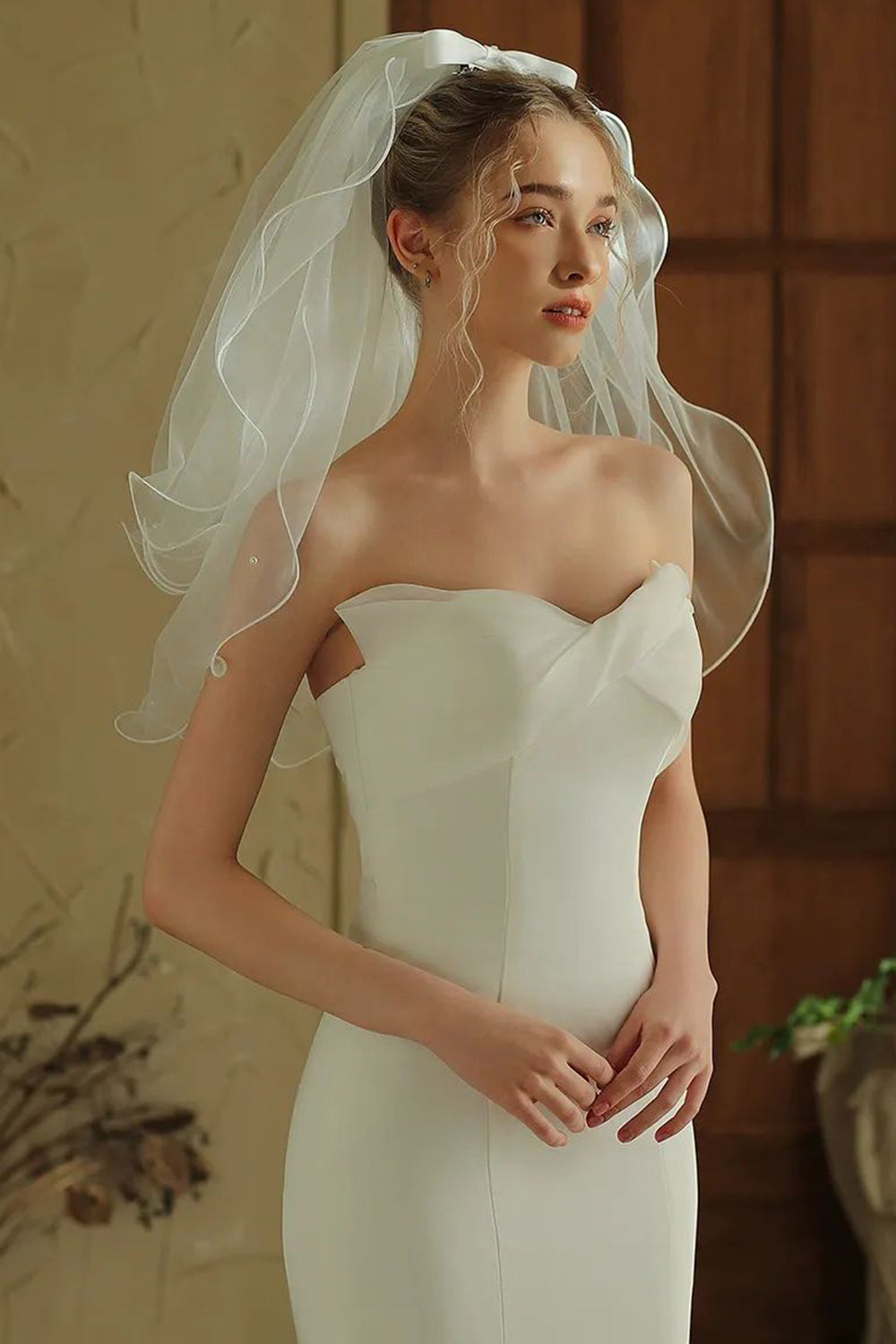 Ivory Tulle Short Bridal Veil