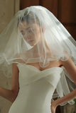 Ivory Bow Tulle Short Wedding Veil