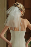 Ivory Pearls Tulle Short Bridal Veil