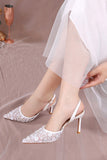 Ivory Lace Pointed Toe Pump Wedding Stiletto Heels