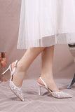 Ivory Lace Pointed Toe Pump Wedding Stiletto Heels