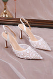 Ivory Lace Pointed Toe Pump Wedding Stiletto Heels