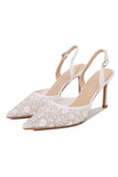 Ivory Lace Pointed Toe Pump Wedding Stiletto Heels