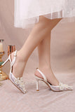 Ivory Lace Appliqued Pump Pointed Toe Wedding Heels