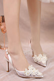 Ivory Lace Appliqued Pump Pointed Toe Wedding Heels