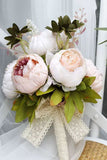 Blush Pink Hand Holding Flower Wedding Bouquet with Bow