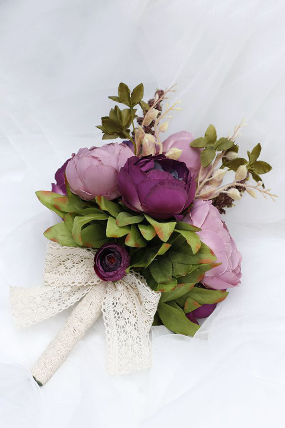 Blush Pink Hand Holding Flower Wedding Bouquet with Bow