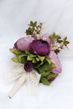 Blush Pink Hand Holding Flower Wedding Bouquet with Bow