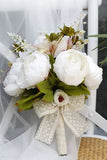 Blush Pink Hand Holding Flower Wedding Bouquet with Bow