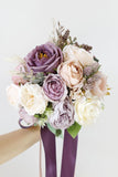 Purple Artificial Flower Bridal Bouquet