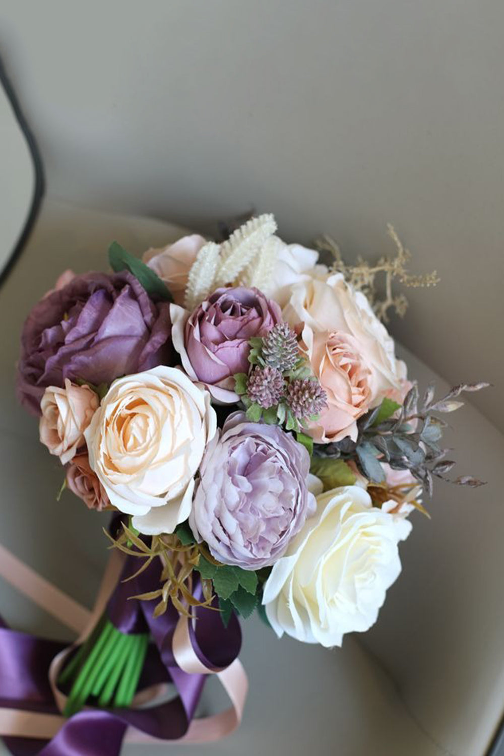 Purple Artificial Flower Bridal Bouquet