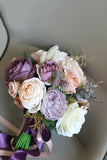 Purple Artificial Flower Bridal Bouquet