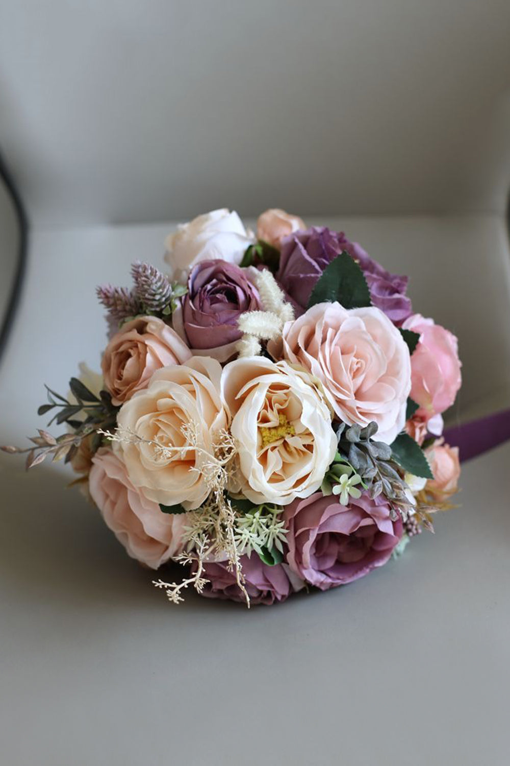 Purple Artificial Flower Bridal Bouquet