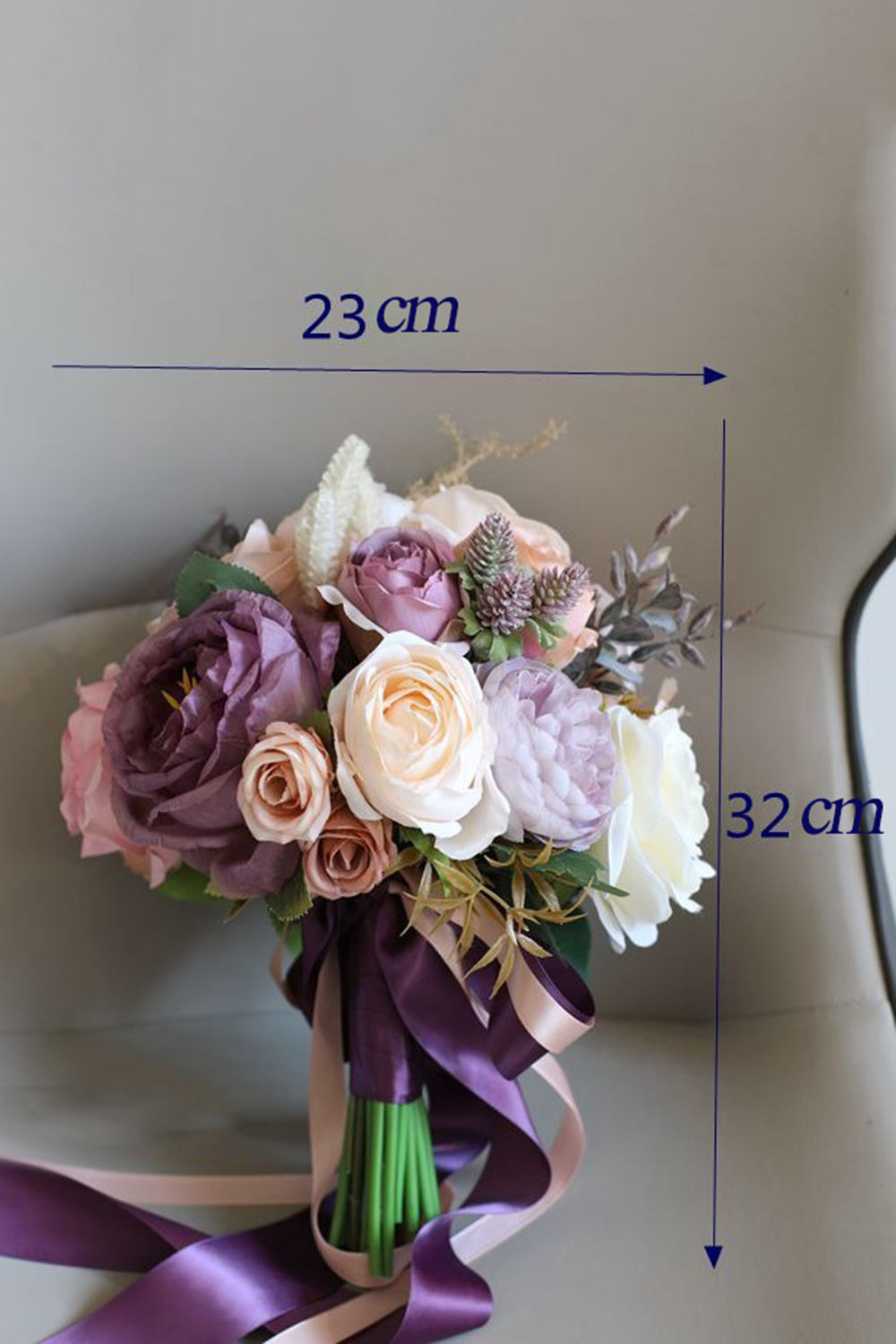 Purple Artificial Flower Bridal Bouquet
