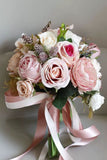 Candy Pink Artificial Hand Holding Flower Bridal Bouquet