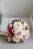 Candy Pink Artificial Hand Holding Flower Bridal Bouquet