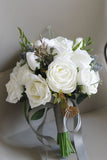 White Artificial Hand Holding Bridal Bouquet