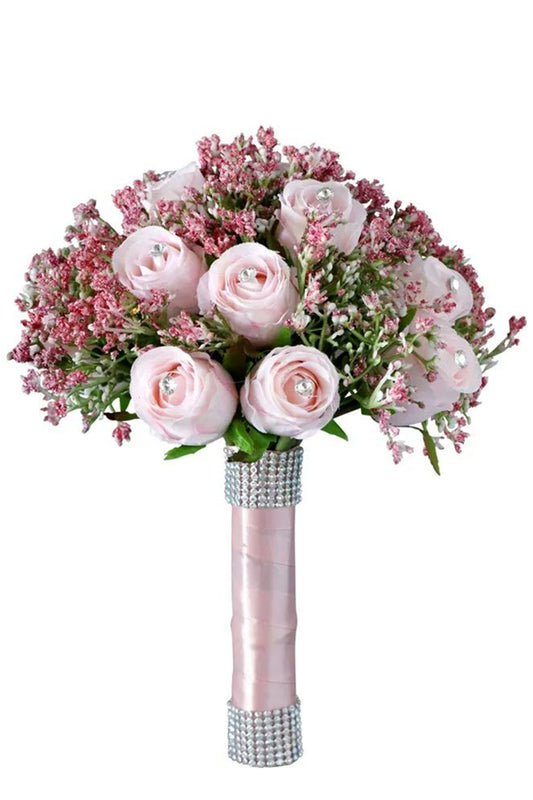 Candy Pink Hand Holding Flower Bridal Bouquet