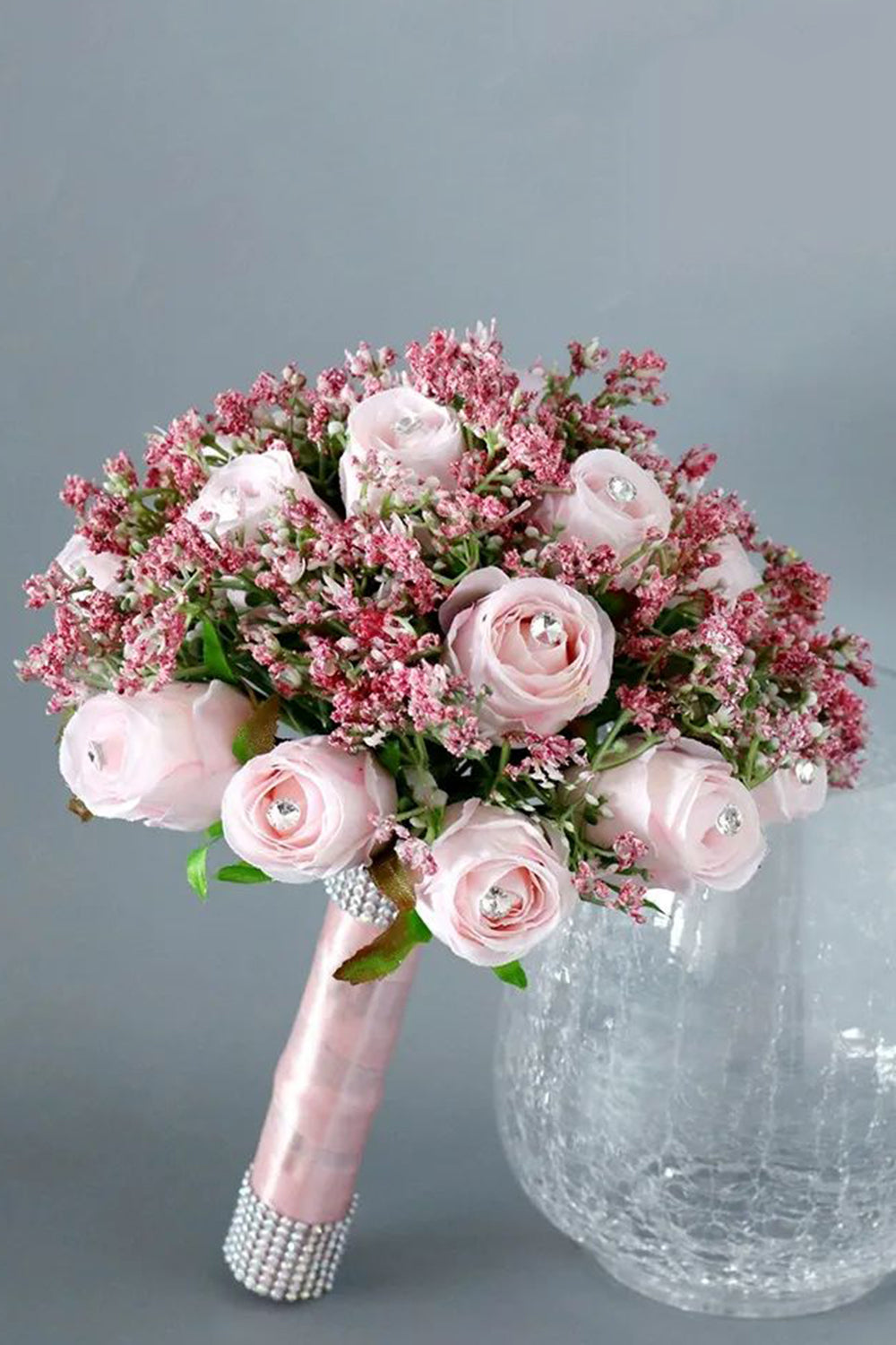 Candy Pink Hand Holding Flower Bridal Bouquet