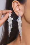 Silver Sparkly Fringed Party Drop Earrings with Rhinestones