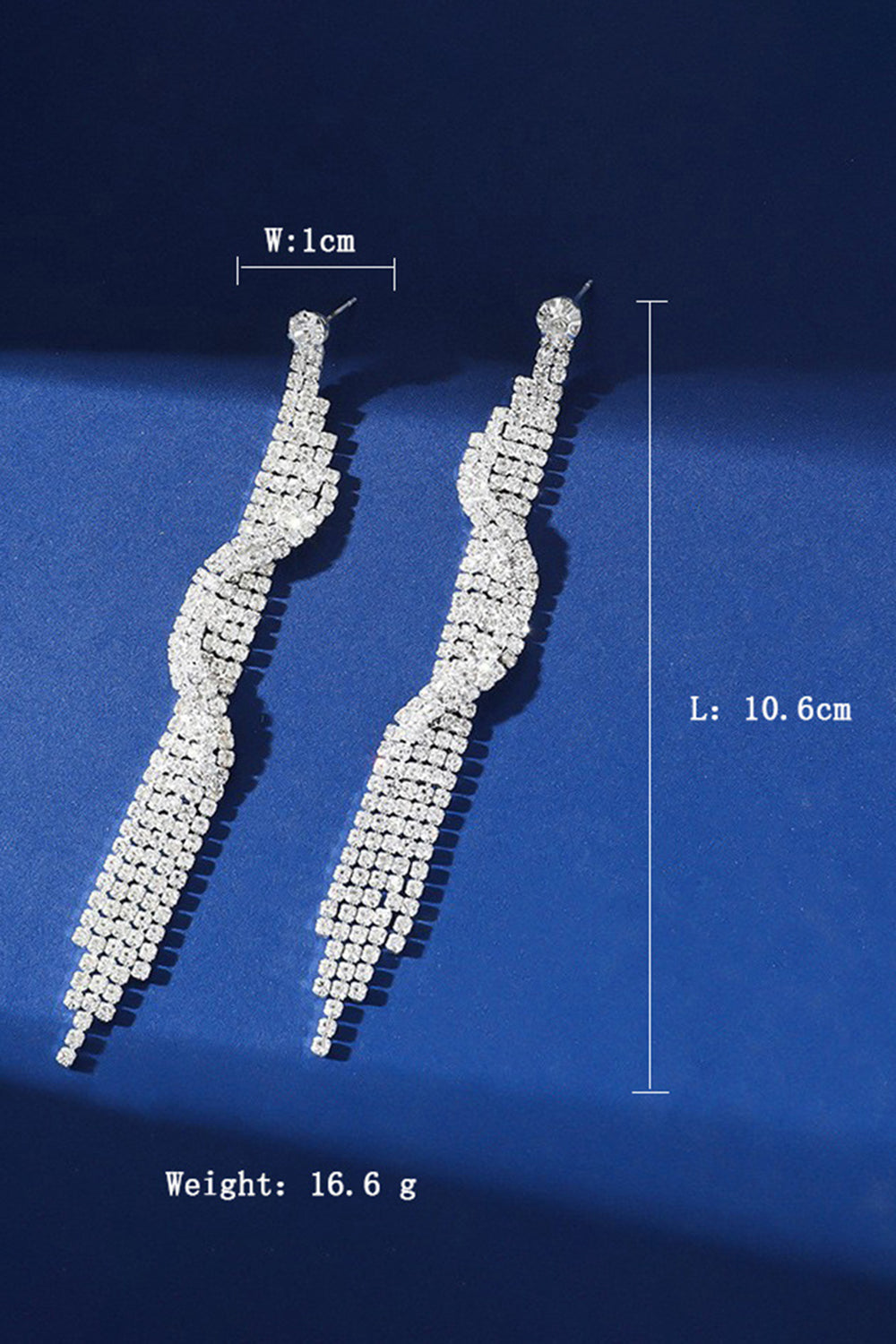 Sparkly Silver Fringed Long Prom Drop Earrings with Rhinestones