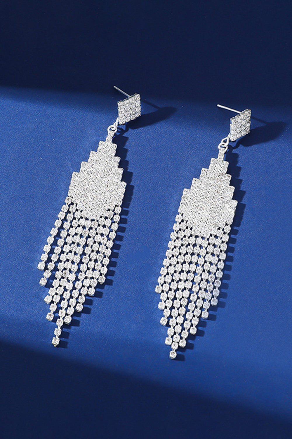 Sparkly Silver Crystal Fringed Party Drop Earrings