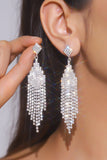 Sparkly Silver Crystal Fringed Party Drop Earrings