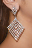 Sparkly Silver Party Drop Earrings with Rhinestones