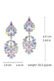 Sparkly Pink Flower Shaped Prom Drop Earrings with Rhinestones