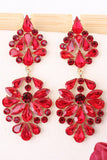 Sparkly Pink Flower Shaped Prom Drop Earrings with Rhinestones