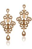 Gold Sparkly Prom Drop Earrings with Rhinestones