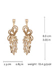Sparkly Golden Leaf Shaped Party Drop Earrings with Rhinestones