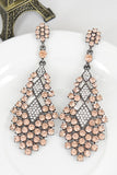 Sparkly Golden Teardrop Party Drop Earrings with Rhinestones